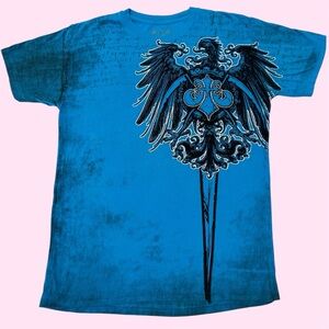 Y2K Xzavier AOP Phoenix Double Sided Fleur De Lis Affliction Style Blue Large